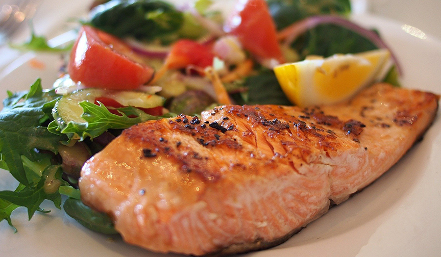 Salmon salad plated up