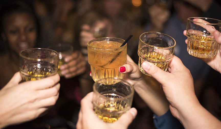 Students at Leicester Student Accommodation have happy hour drinks